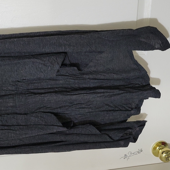 Grey unisex stretch jersey knit long duster cardigan vest/asymmetric high low sl - Picture 3 of 8